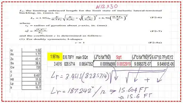 pict-7-post-10A-steel-beam How do we get the value of lr for W12x30?