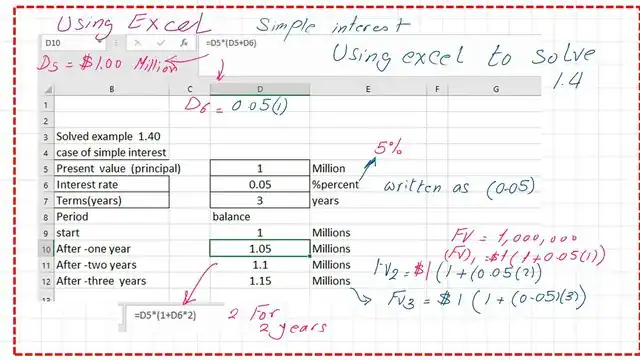 Using an excel sheet to solve example 1.4.
