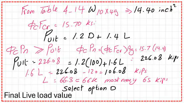 The Final value of service Live Load.