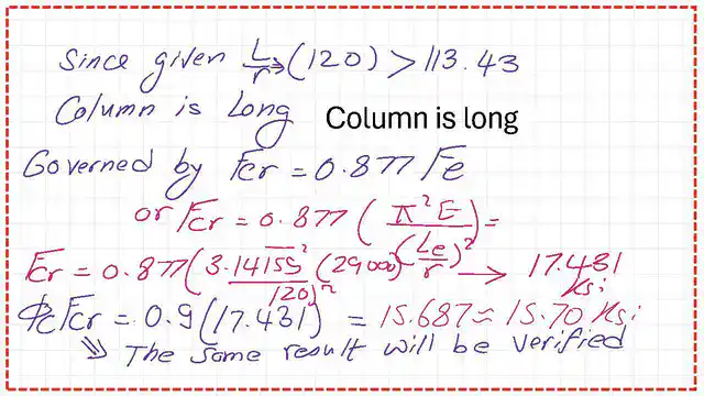 A step by step calculation for value of Fcr