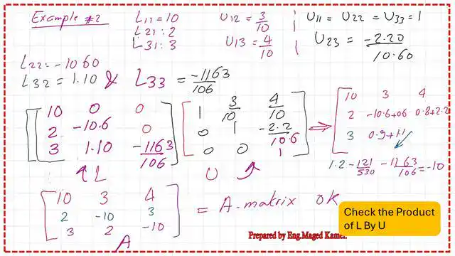 Post 12-07- Verify that- L-by -U equals A Verify that L-by U equals A