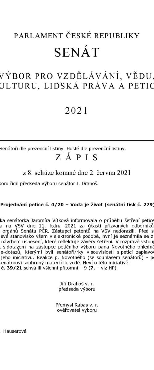zápis z jednání výboru neobsahuje fakta