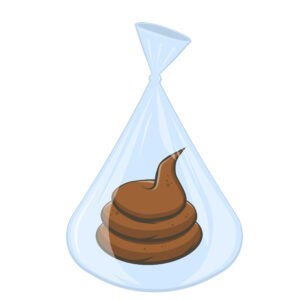 Dog Poo - a cartoon image of dog poo in a bag