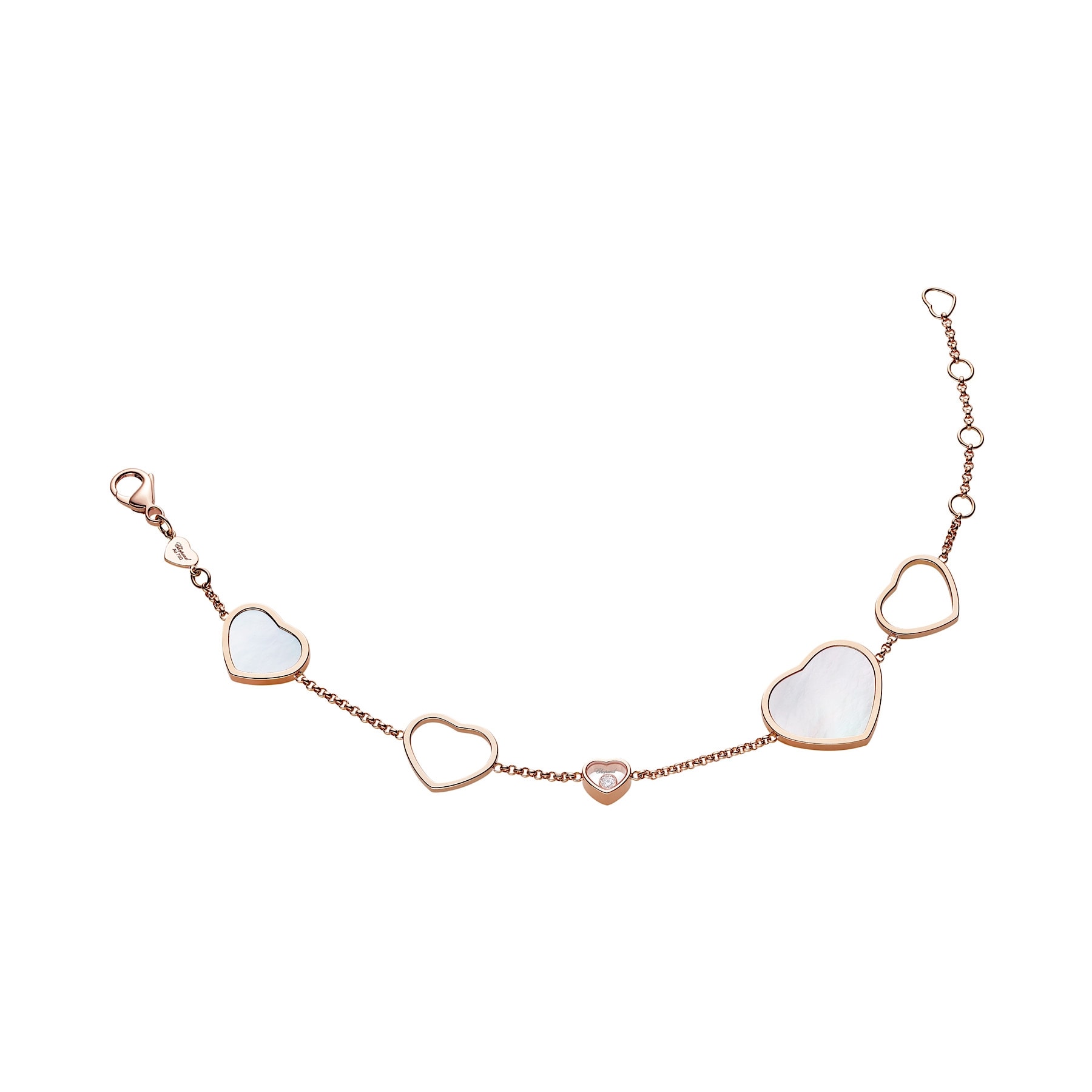 Schmuck: Happy Hearts ArmbandRoségold, Brillant & Perlmutt 17.5 - 21 cm aus Perlmutt von CHOPARD