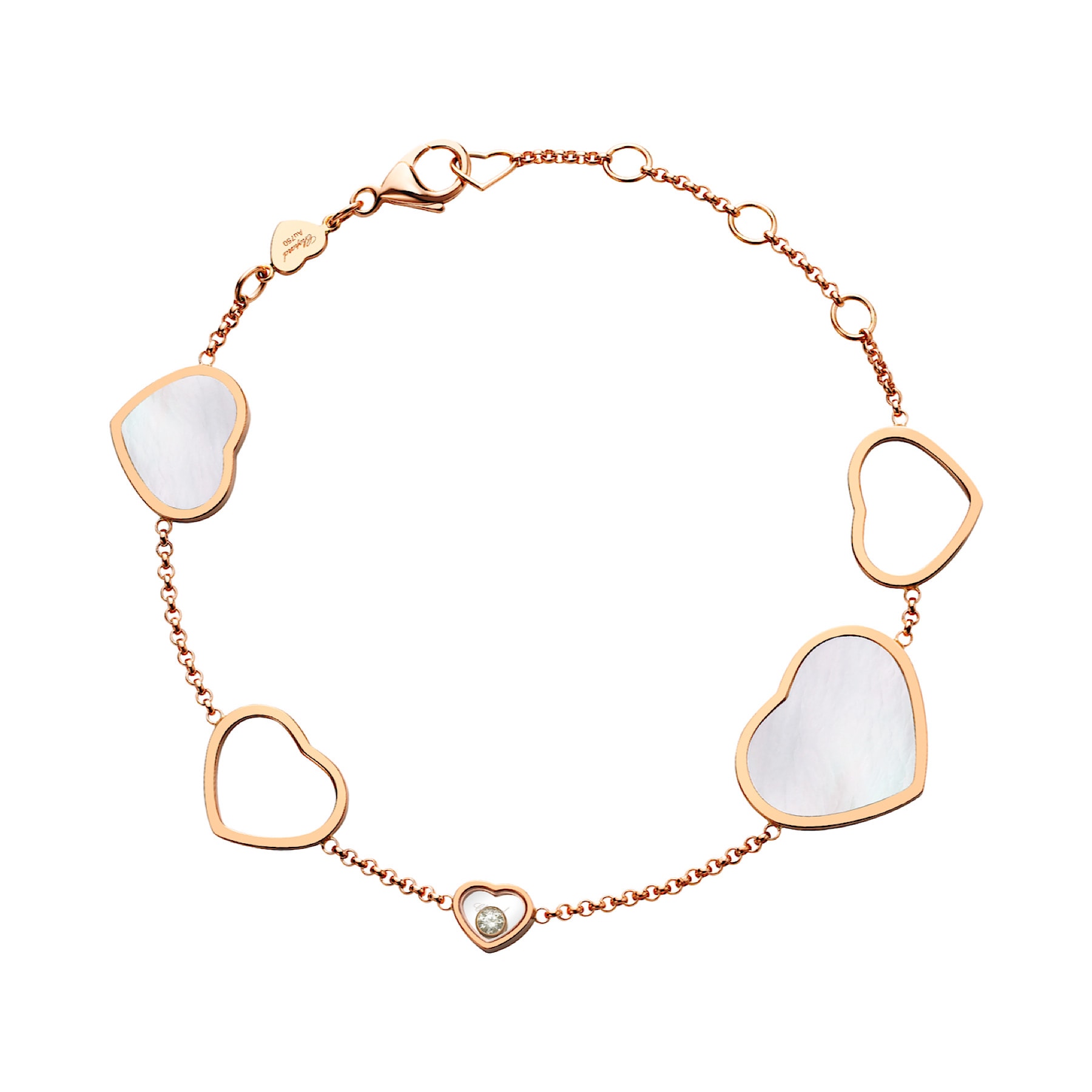 Schmuck: Happy Hearts ArmbandRoségold, Brillant & Perlmutt 17.5 - 21 cm aus Perlmutt von CHOPARD