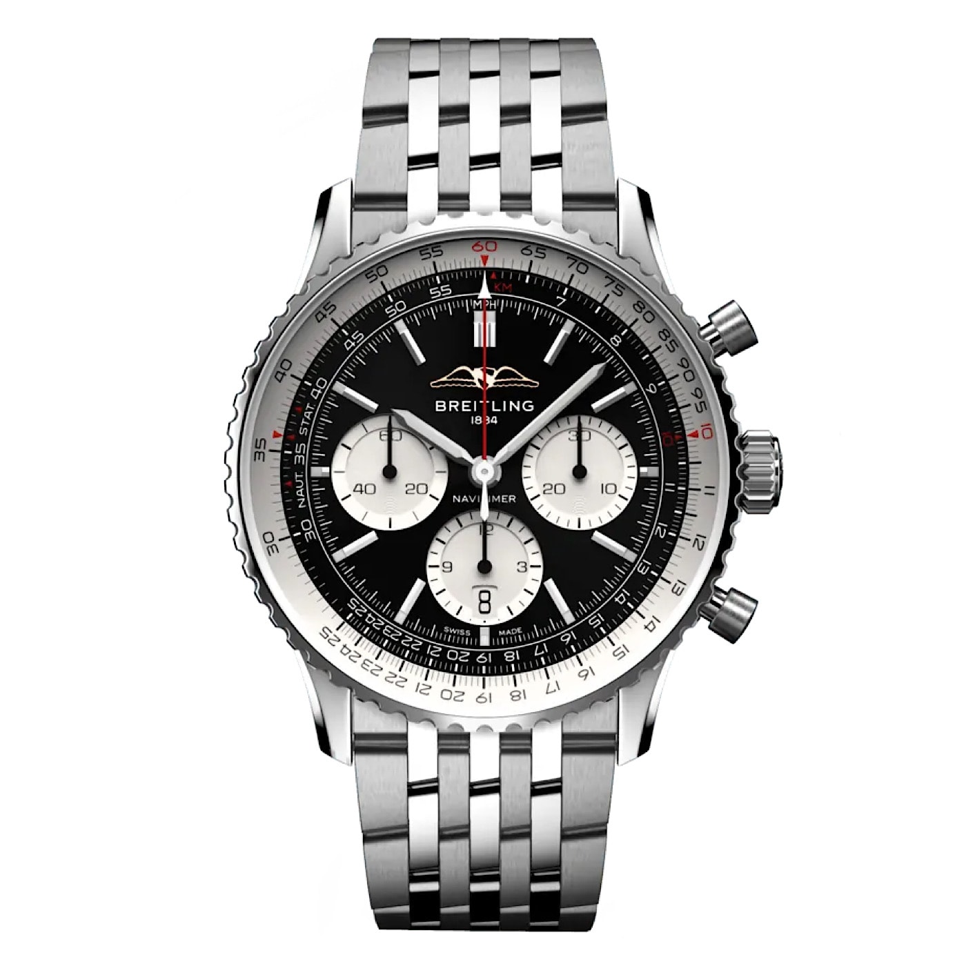 Uhren: Navitimer Chronograph B01 Automatik Schwarz Index 43 mm aus Edelstahl von Breitling