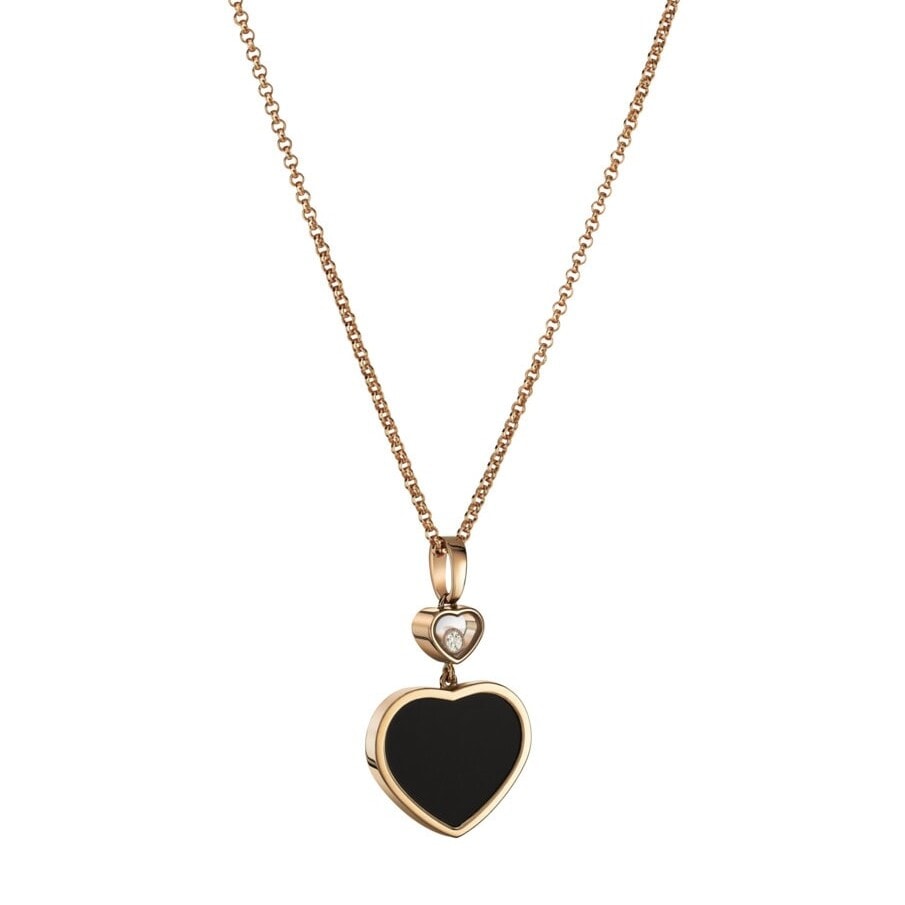 Schmuck: Chopard Happy Hearts Kette aus Roségold mit Onyx und Brillant 45 cm aus 750 Roségold von CHOPARD