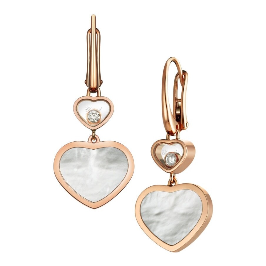 Schmuck: Chopard Happy Hearts Ohrringe aus Roségold mit Perlmutt und 0,10 ct Brillant aus 750 Roségold von CHOPARD