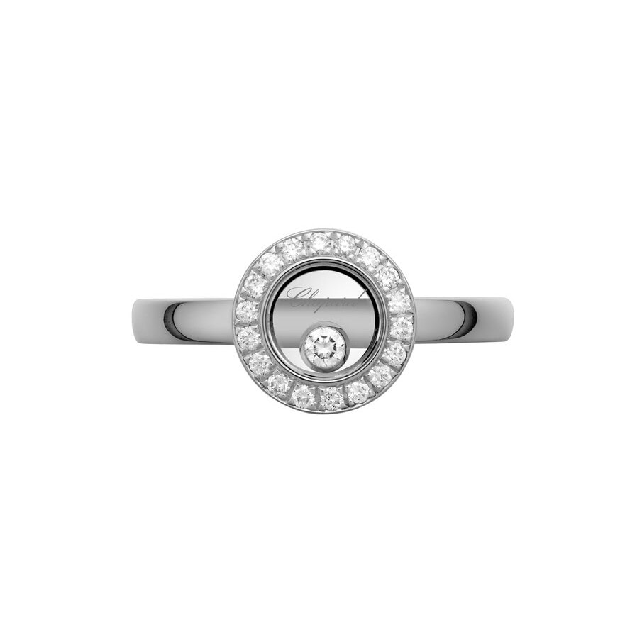 Schmuck: Chopard Happy Diamonds Icons Ring aus Weißgold mit 0,19 ct Brillanten, Größe 53 aus 750 Weißgold von CHOPARD