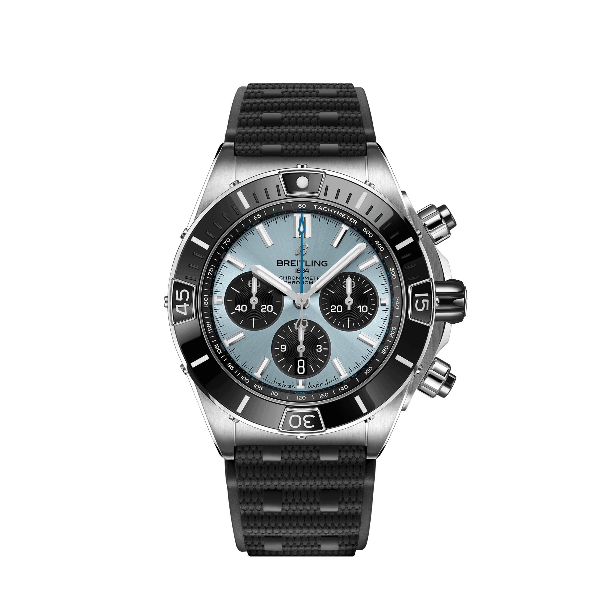 Uhren: Breitling Super Chronomat B01 Automatik Blau Index 44 mm aus Saphirglasboden von Breitling