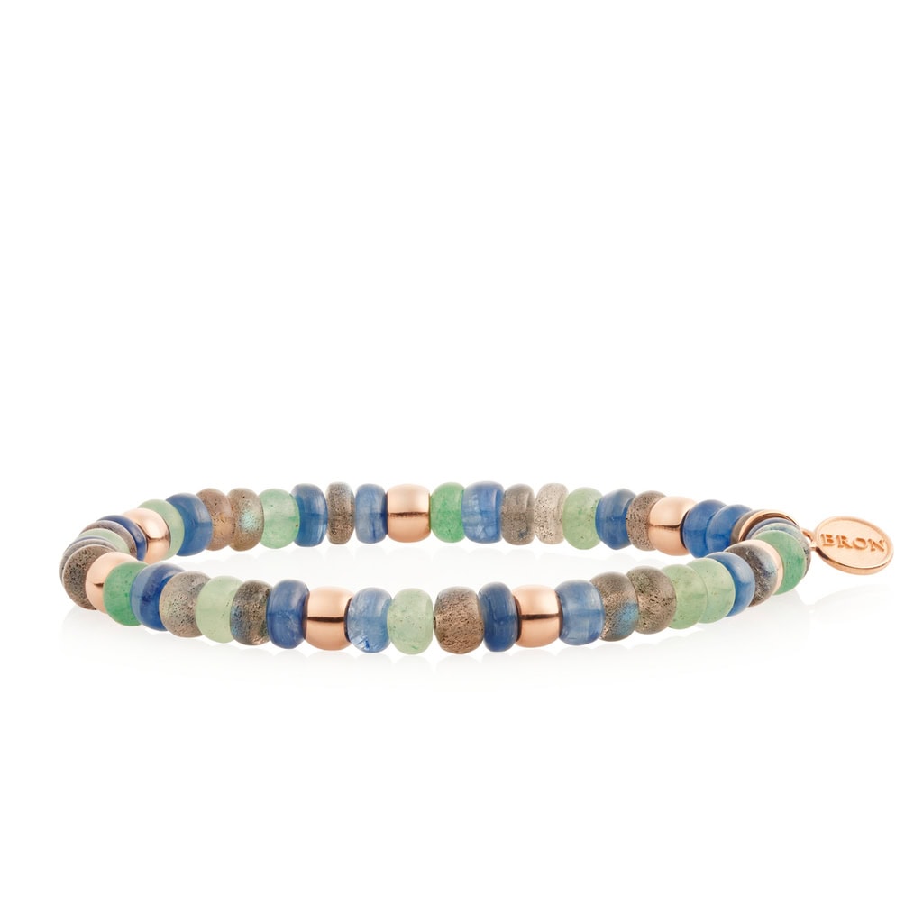 Schmuck: Bron Reflex Farbstein Armband aus Roségold Aventurin, Kyanit & Labradorit aus 750 Roségold von Bron