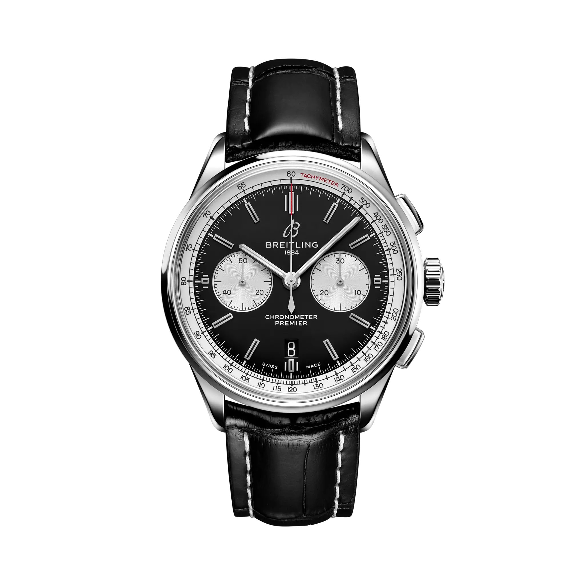Uhren: Breitling Premier B01 Automatik Schwarz Index 42 mm aus Edelstahl von Breitling