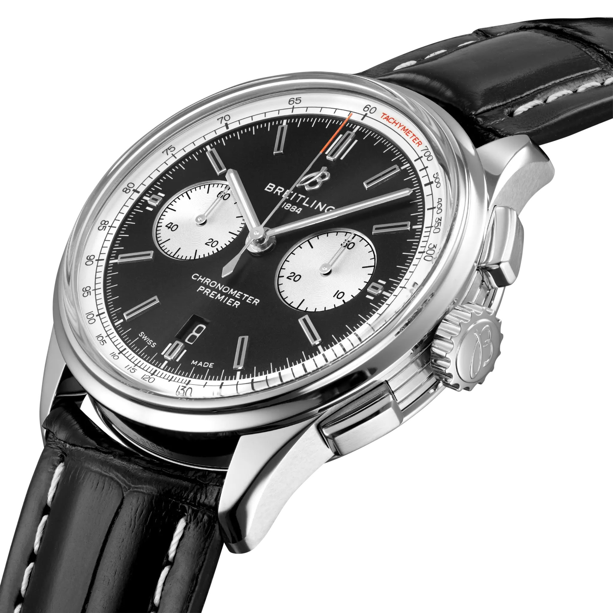 Uhren: Breitling Premier B01 Automatik Schwarz Index 42 mm aus Edelstahl von Breitling