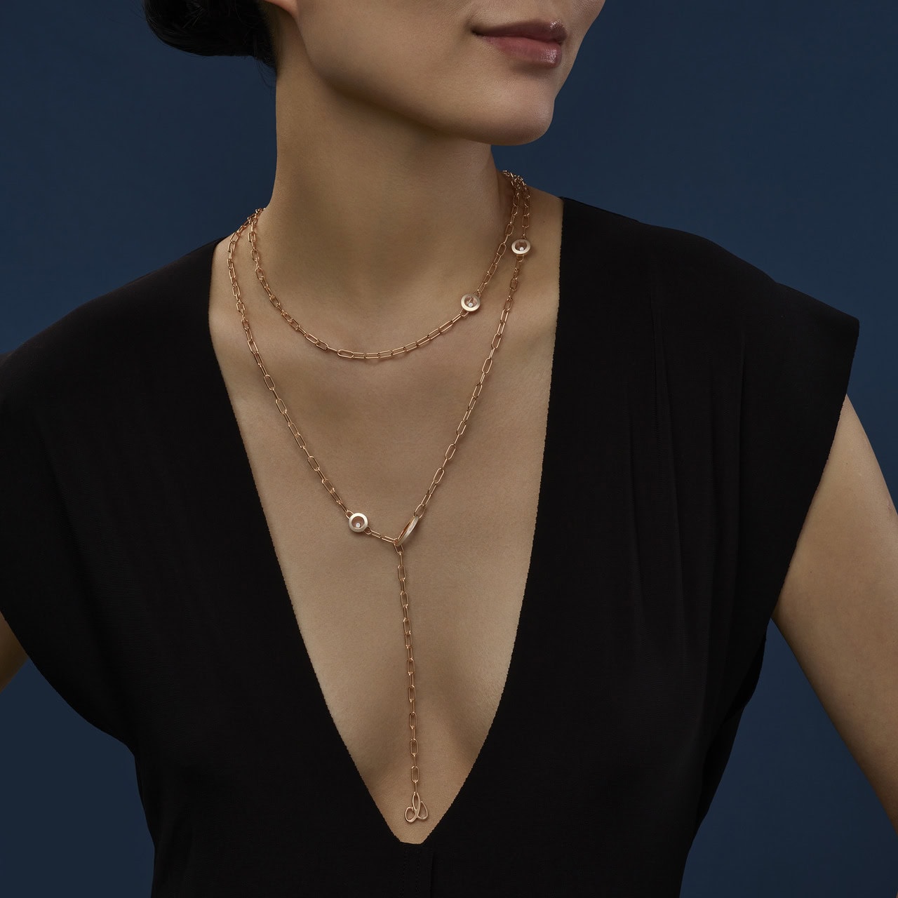 Schmuck: Chopard Happy Diamonds Icons Collier Rosegold 120cm Diamanten aus 750 Roségold von CHOPARD