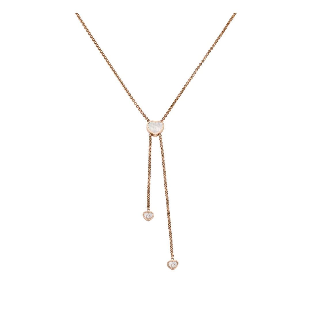 Schmuck: Chopard Happy Hearts Collier aus Roségold 66cm mit Diamant Perlmutt aus 750 Roségold von CHOPARD