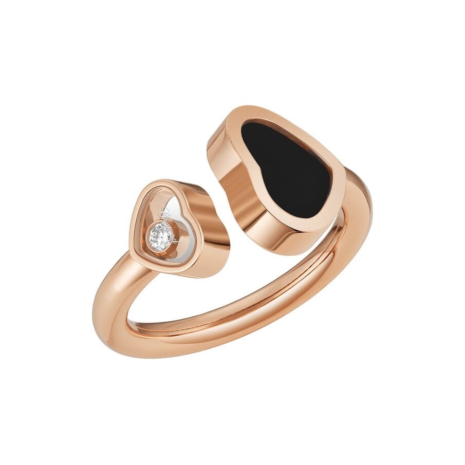 Schmuck: Chopard Happy Diamonds Hearts Ring Diamant/Onyx Rosegold W54 aus 750 Gelbgold von CHOPARD