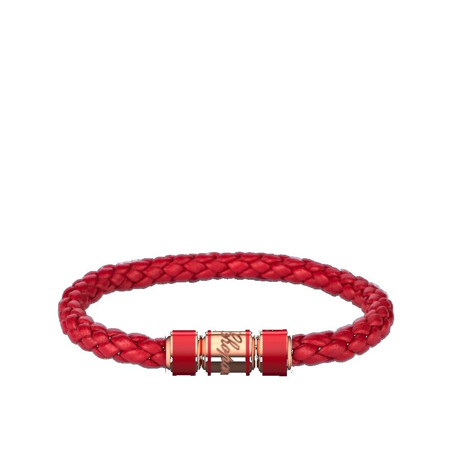 Schmuck: Chopard Signature Armband Lammleder rot – roségoldfarbenes Metall 16cm aus Leder von CHOPARD