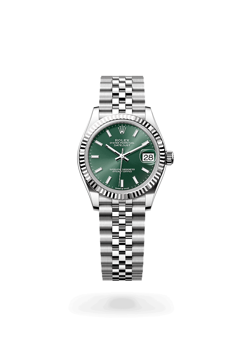 Rolex Datejust 31 in Rolesor weiß (Kombination aus Edelstahl Oystersteel und Weißgold) (M278274-0018) mit Zifferblatt Mintgrün – Juwelier Eckstein Saarbrücken