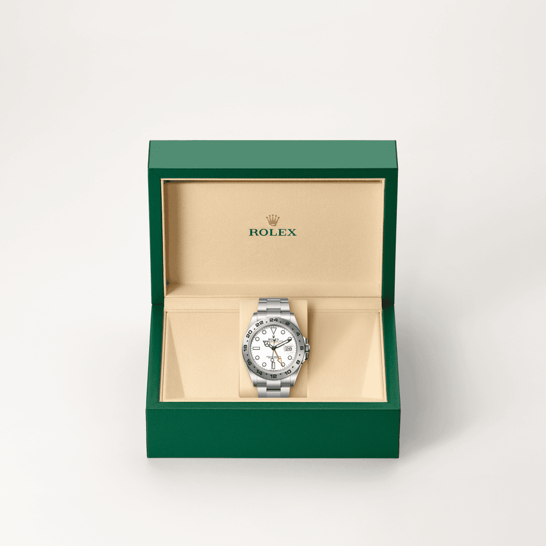 Rolex Explorer II mit Oyster-Band (dreireihig), massive Elemente (M226570-0001) – Juwelier Eckstein Saarbrücken