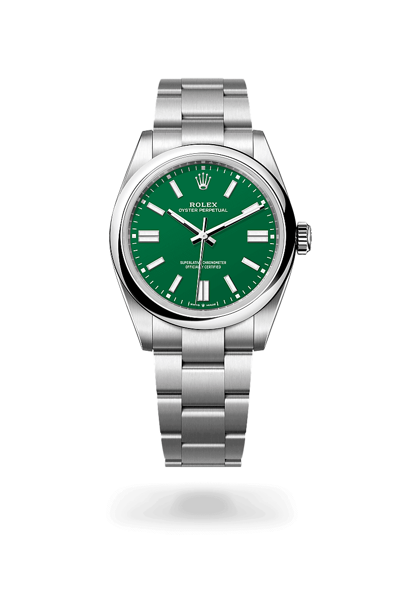 Rolex Oyster Perpetual 41 in Edelstahl Oystersteel (M134300-0004) mit Zifferblatt Grün – Juwelier Eckstein Saarbrücken