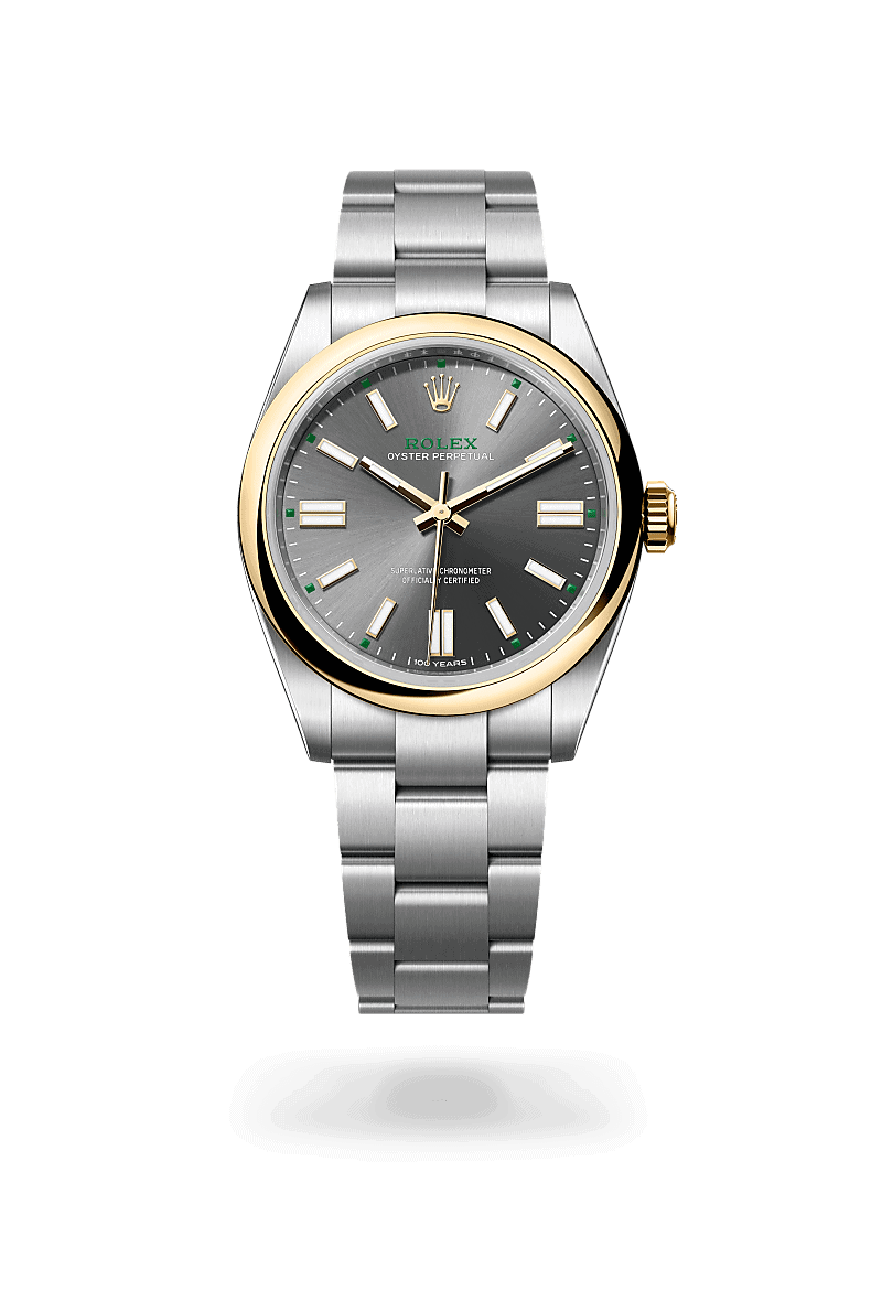 Rolex Oyster Perpetual 41 in Rolesor gelb (Kombination aus Edelstahl Oystersteel und Gelbgold) (M134303-0001) mit Zifferblatt Schiefergrau – Juwelier Eckstein Saarbrücken