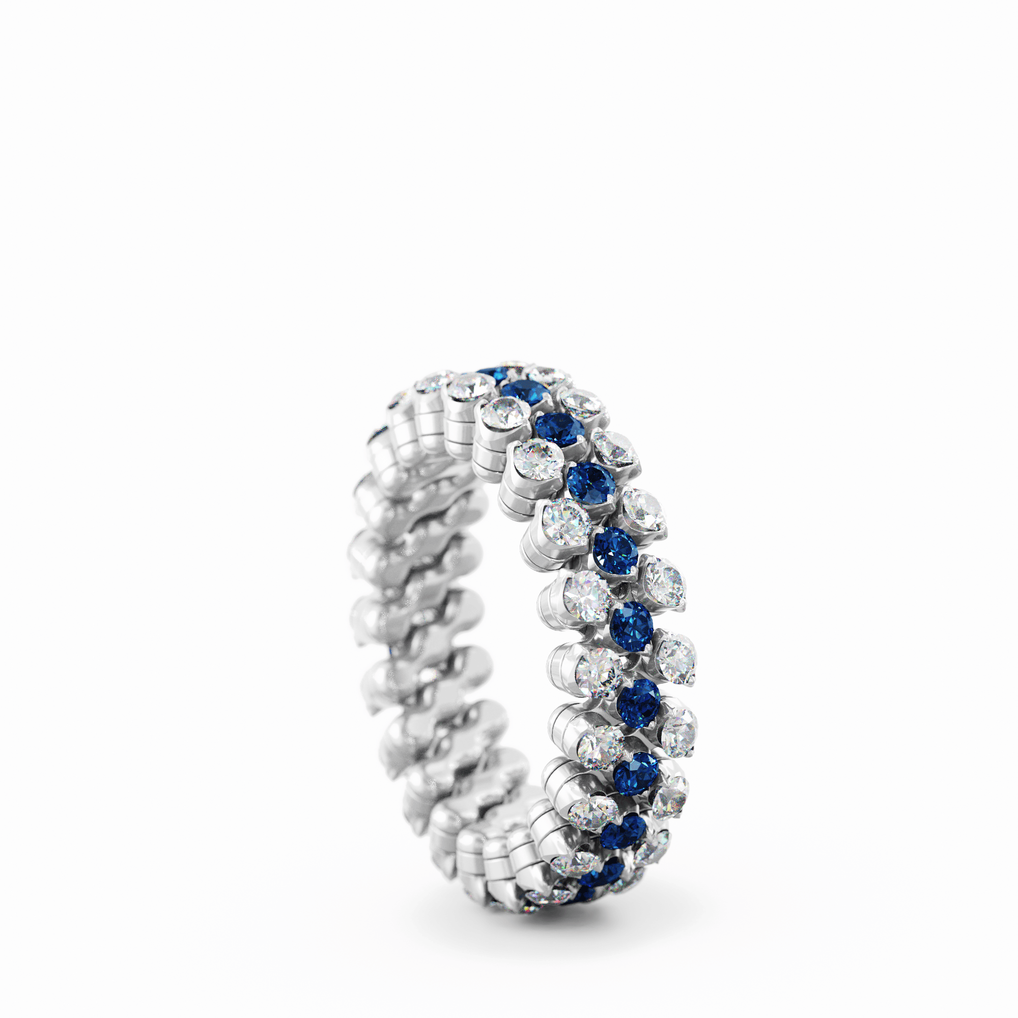 Schmuck: Ring Multisize Weißgold/Diamanten/Saphire aus 750 Weißgold von Serafino Consoli
