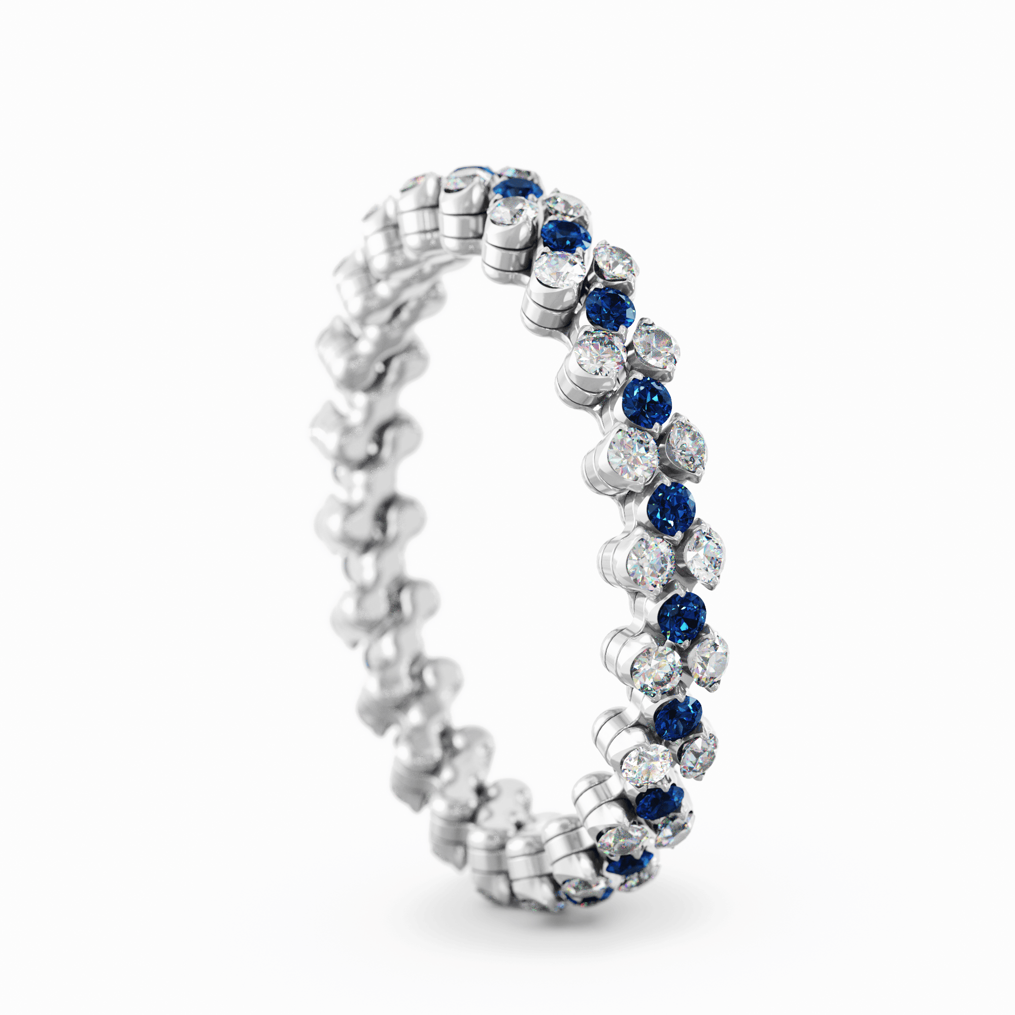 Schmuck: Ring Multisize Weißgold/Diamanten/Saphire aus 750 Weißgold von Serafino Consoli