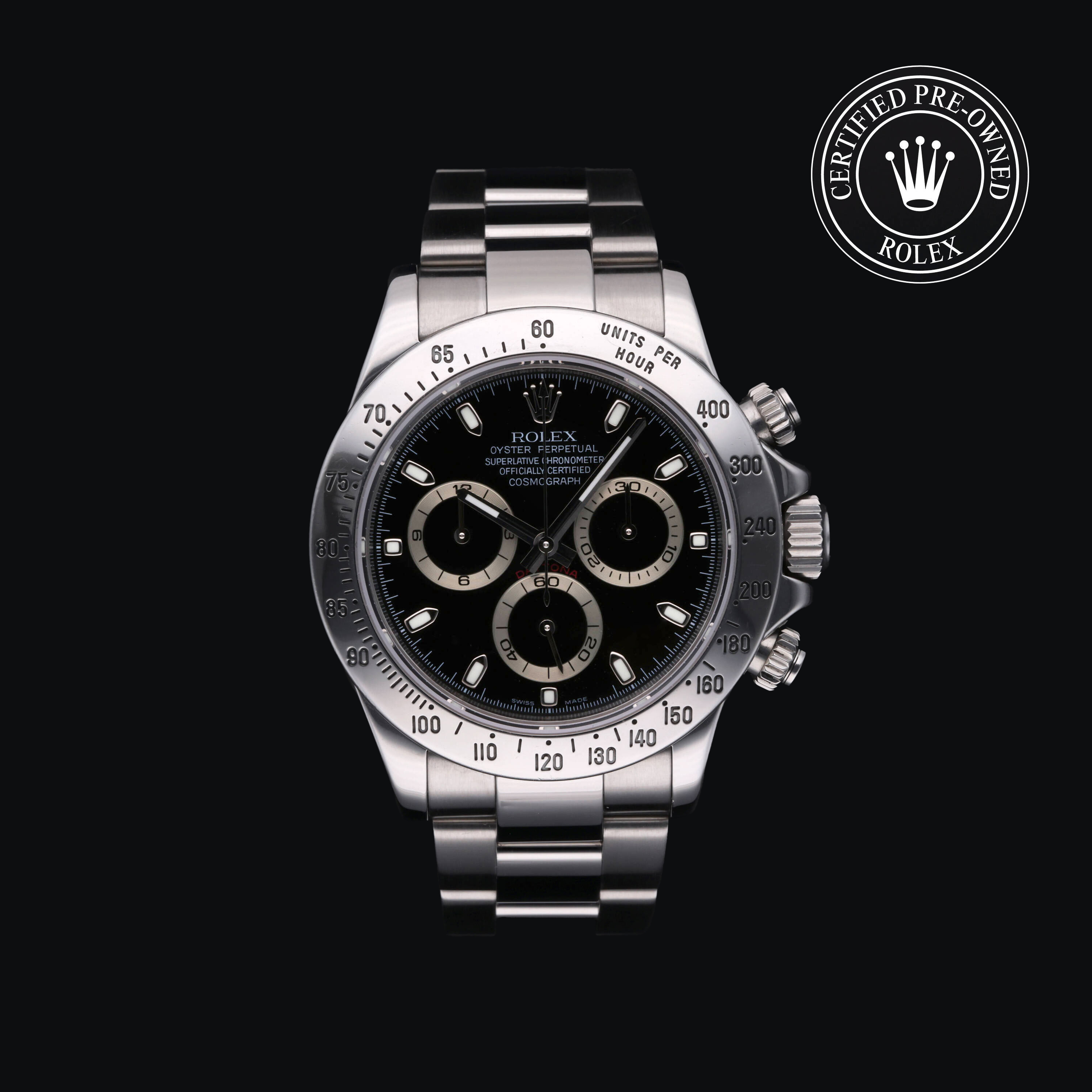 : Cosmograph Daytona aus Edelstahl Oystersteel von Rolex Certified Pre-Owned