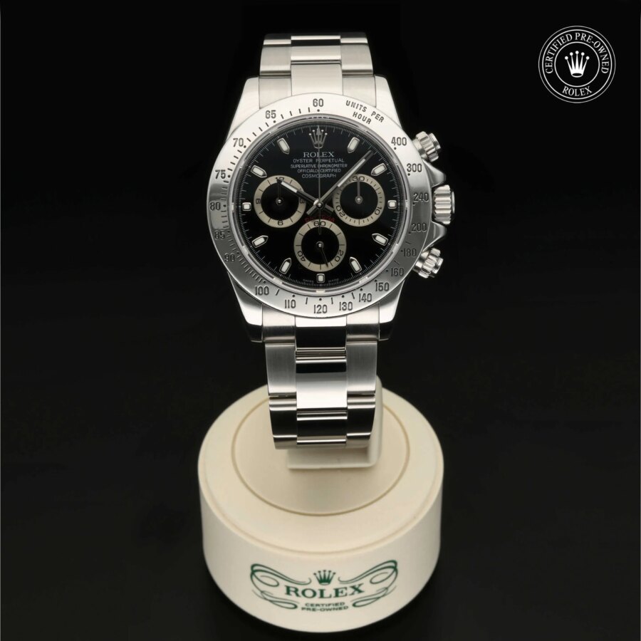 : Cosmograph Daytona aus Edelstahl Oystersteel von Rolex Certified Pre-Owned
