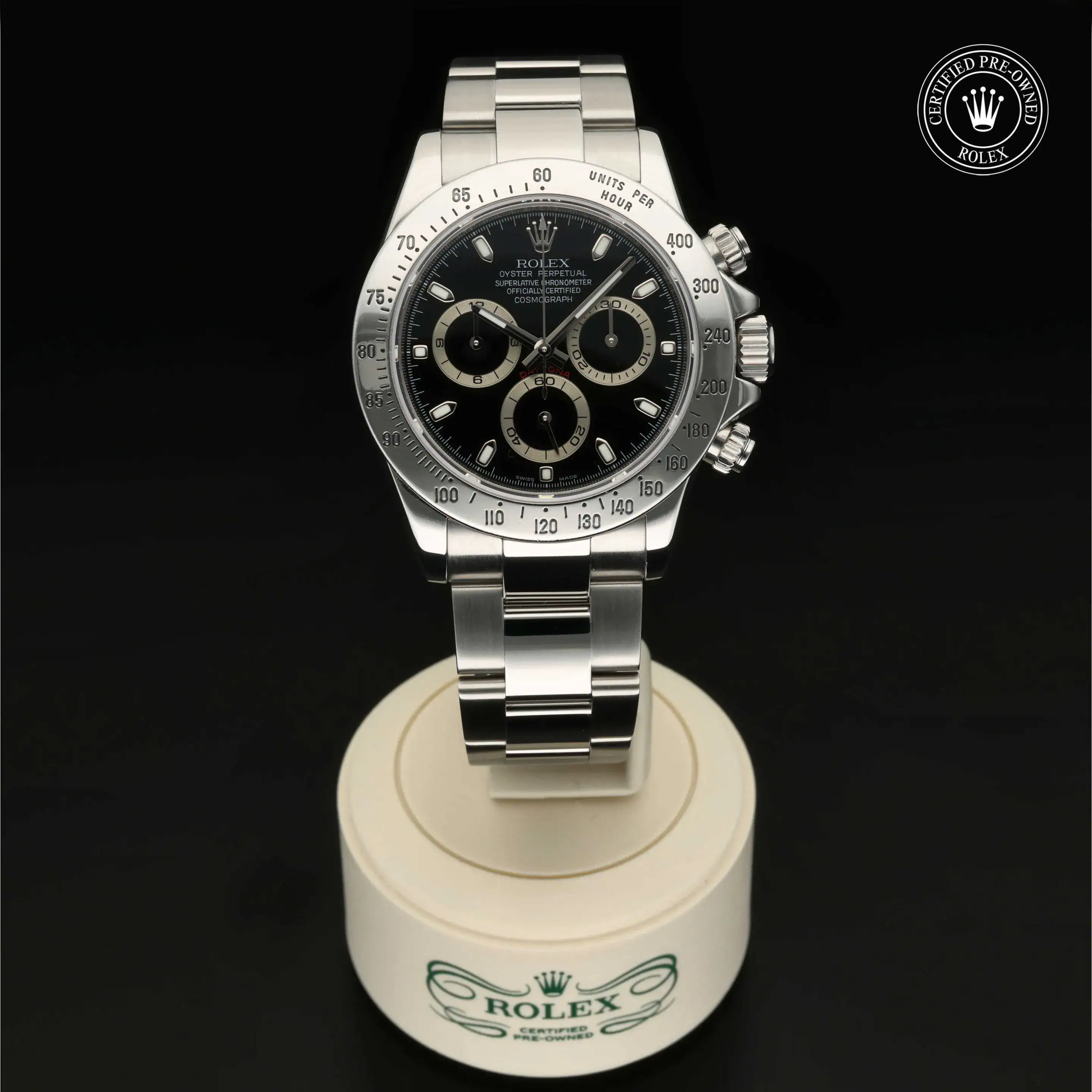 : Cosmograph Daytona aus Edelstahl Oystersteel von Rolex Certified Pre-Owned