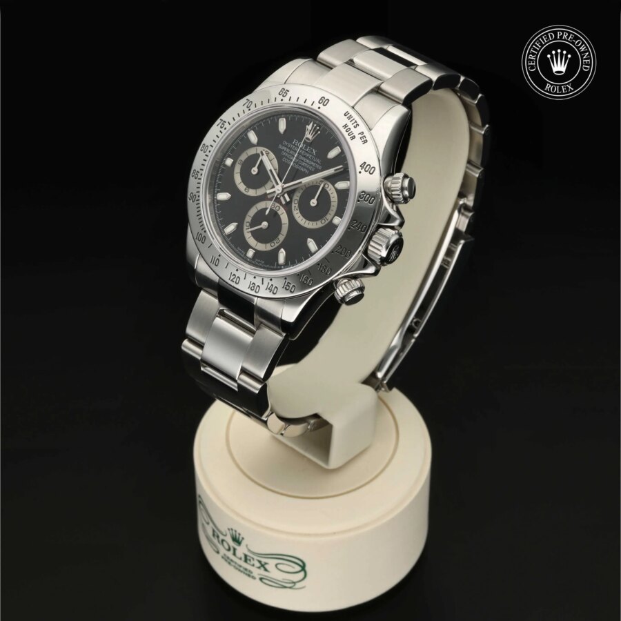 : Cosmograph Daytona aus Edelstahl Oystersteel von Rolex Certified Pre-Owned