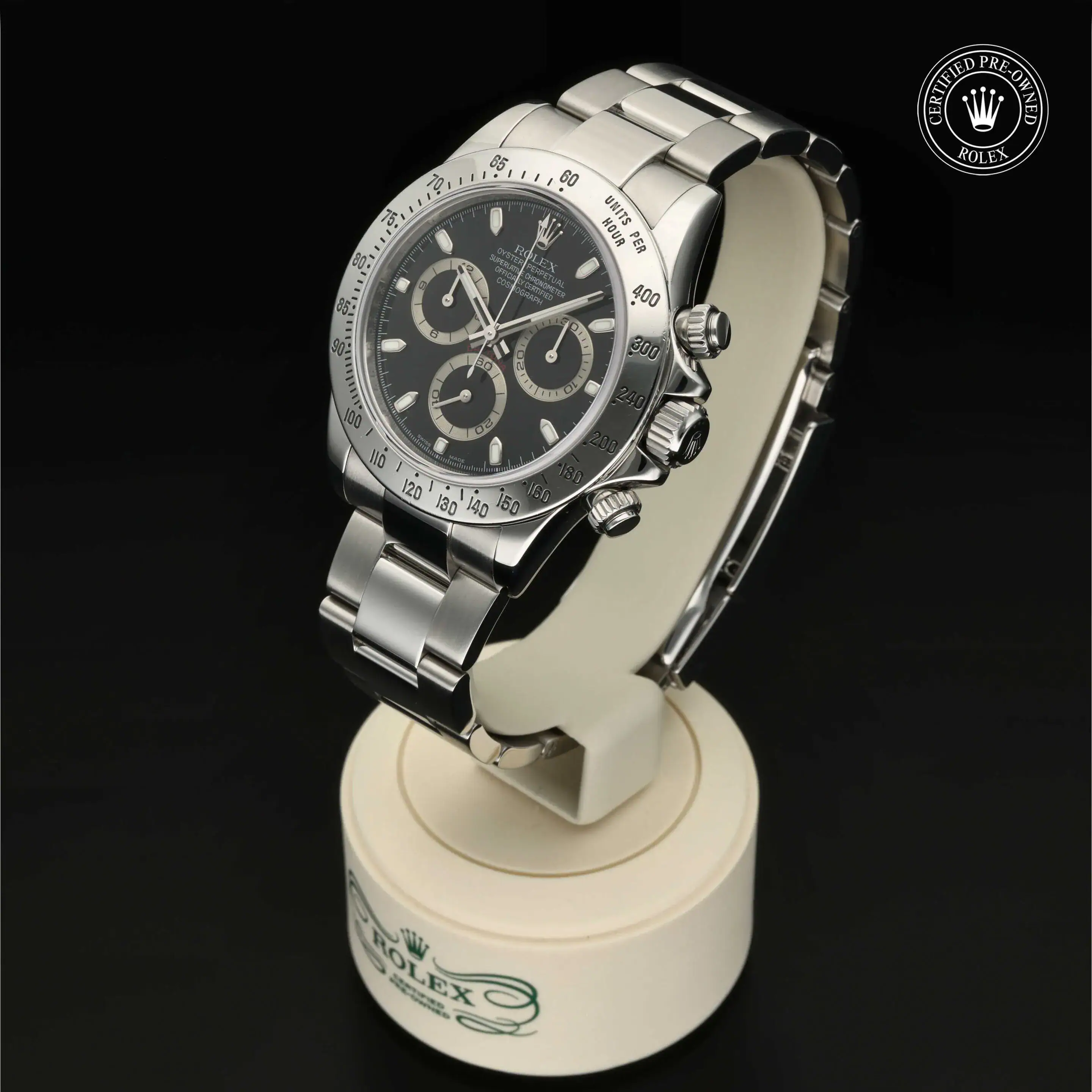 : Cosmograph Daytona aus Edelstahl Oystersteel von Rolex Certified Pre-Owned