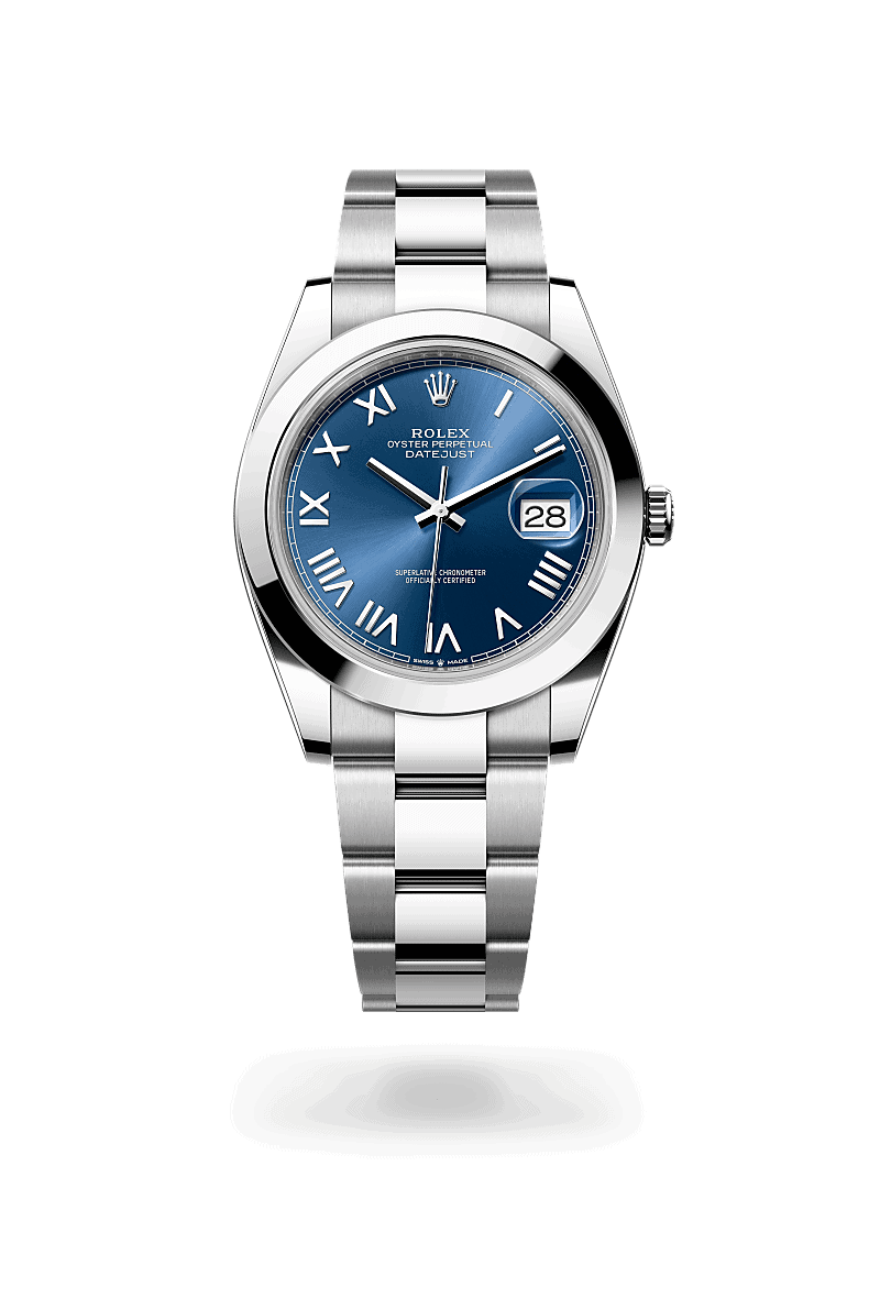 Rolex Datejust 41 in Edelstahl Oystersteel (M126300-0029) mit Zifferblatt Strahlend blau – Juwelier Leo Link Mainz