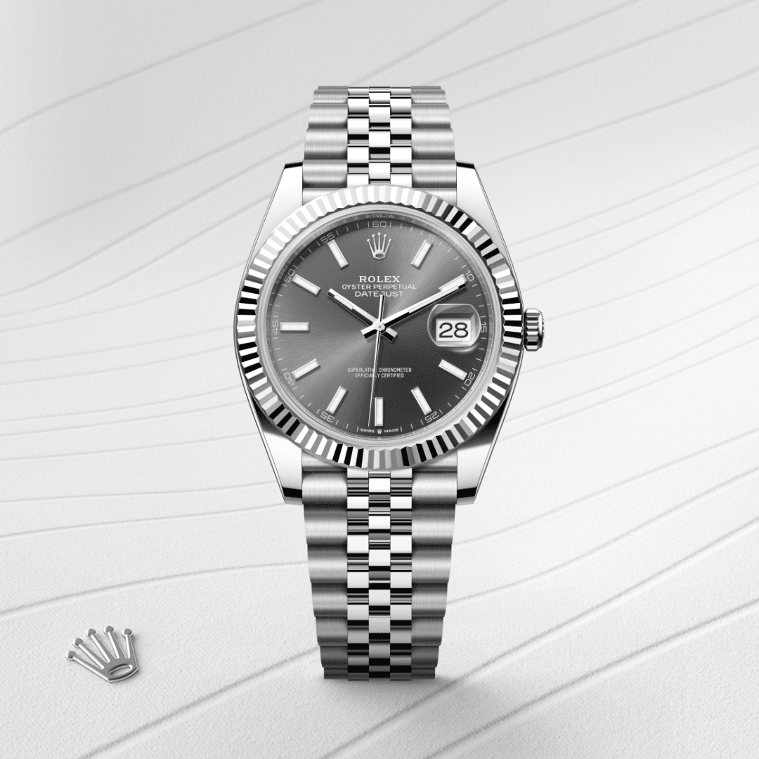 Rolex Datejust 41 Oyster, 41 mm, Edelstahl Oystersteel und Weißgold (M126334-0014) – Juwelier Leo Link Mainz