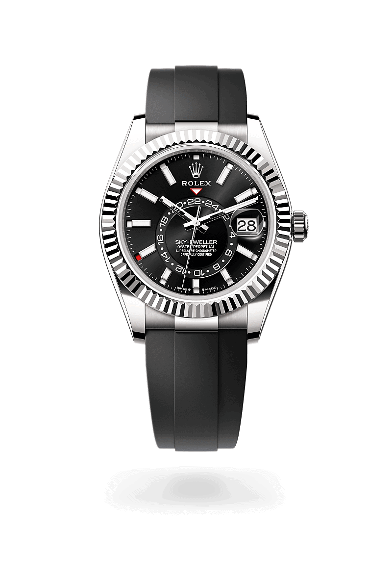 Rolex Sky-Dweller in 18 Karat Weißgold (M336239-0002) mit Zifferblatt Strahlend schwarz – Juwelier Leo Link Mainz