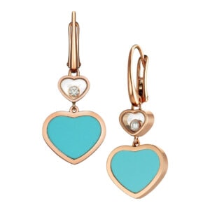 Schmuck: Happy Hearts Ohrhänger Roségold Türkis aus 750 Roségold von Chopard