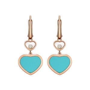 Schmuck: Happy Hearts Ohrhänger Roségold Türkis aus 750 Roségold von Chopard