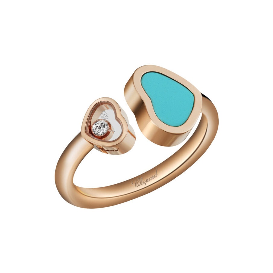 Schmuck: Happy Hearts Ring Roségold Türkis aus 750 Roségold von Chopard