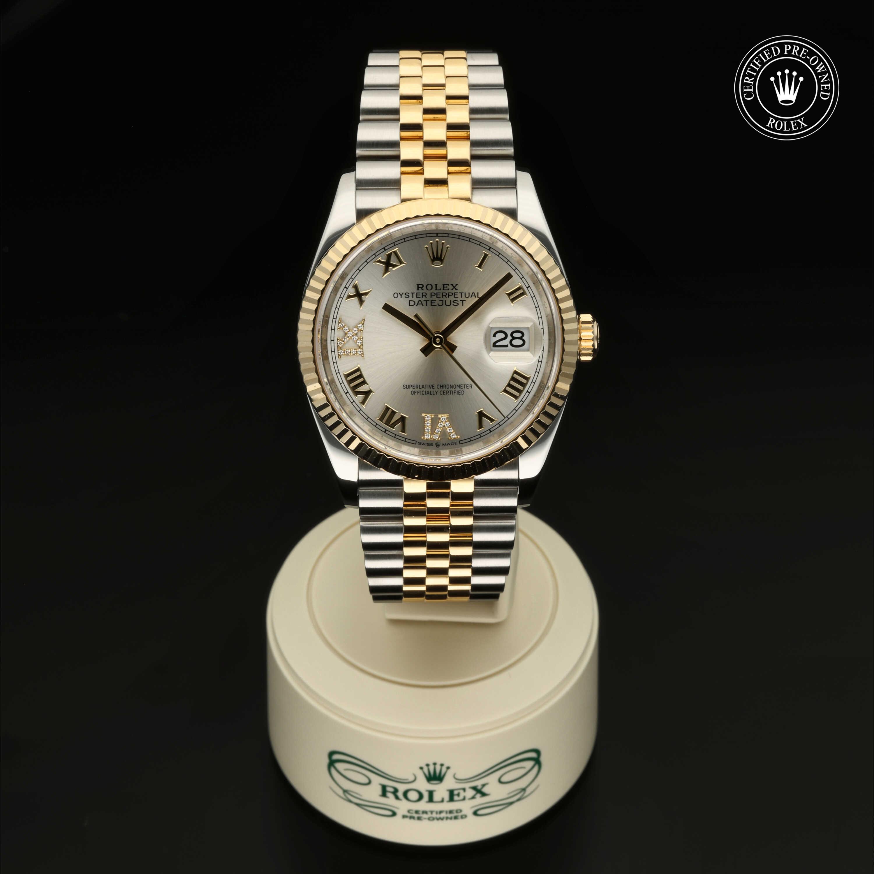 Datejust aus Edelstahl Oystersteel und Gelbgold von Rolex Certified Pre-Owned