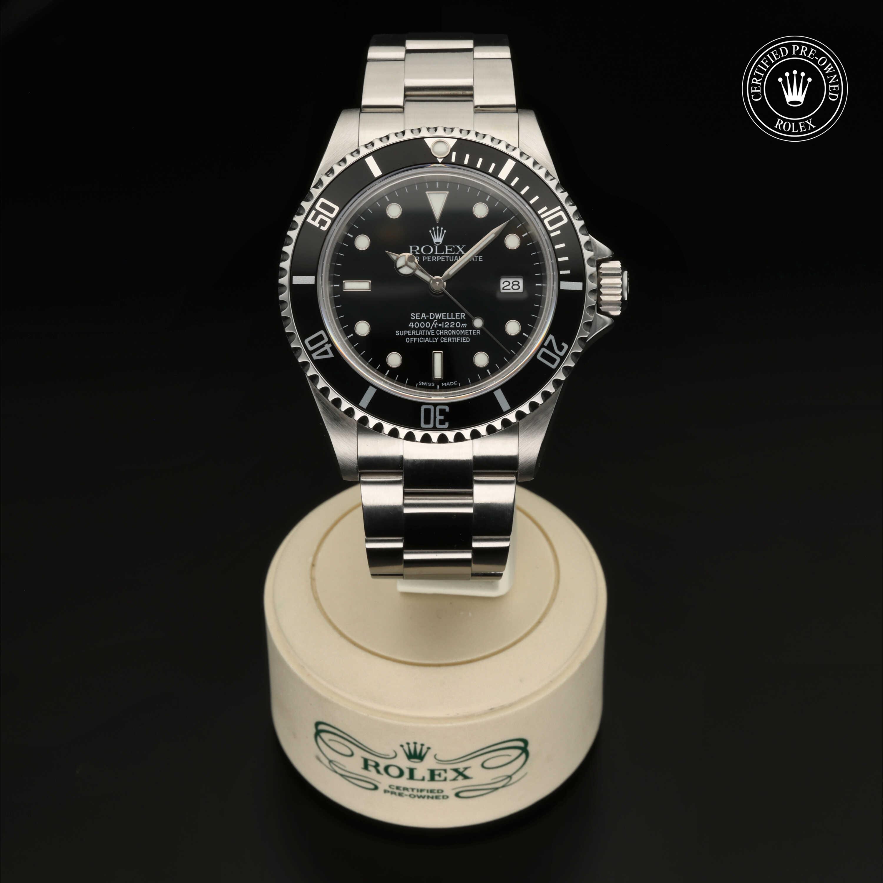 Sea-Dweller aus Edelstahl Oystersteel von Rolex Certified Pre-Owned
