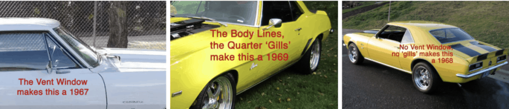 Illustrate what are the differences in first generation Camaro's