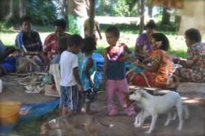 Pre-school children often play in the village during the day while their mothers cook, clean and (more often now) make handicraft to sell. Island Spirit guests fund a new women's handicraft project called 'Tadra Arts and Crafts' designed to help women sell their goods abroad. 