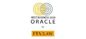 Home 15 Oracle Best Business 2020 award logo featuring concentric circles and FTA Law branding.