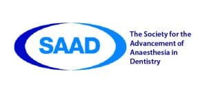 Home 18 Logo of the Society for the Advancement of Anaesthesia in Dentistry (SAAD) with blue text and oval design.
