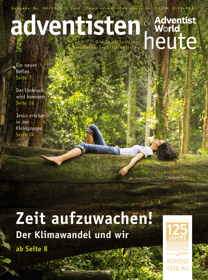 1. Adventisten Zeitschrift für Siebenten-Tags-Adventisten, mit Themen zu Klimawandel, geistlichem Wachstum und Gemeinschaft im Jahr 2020.
