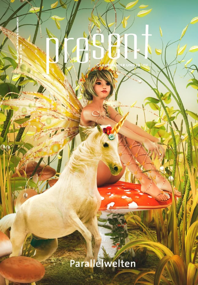 1. Fantasievolle Märchenwelt mit Einhorn, Fee und Pilzen, ideal für Kinder- und Jugendbücher, magische Parallelwelten, kreative Gestaltung, zauberhafte Illustrationen, geeignet für Verlag und Buchhandlungen.