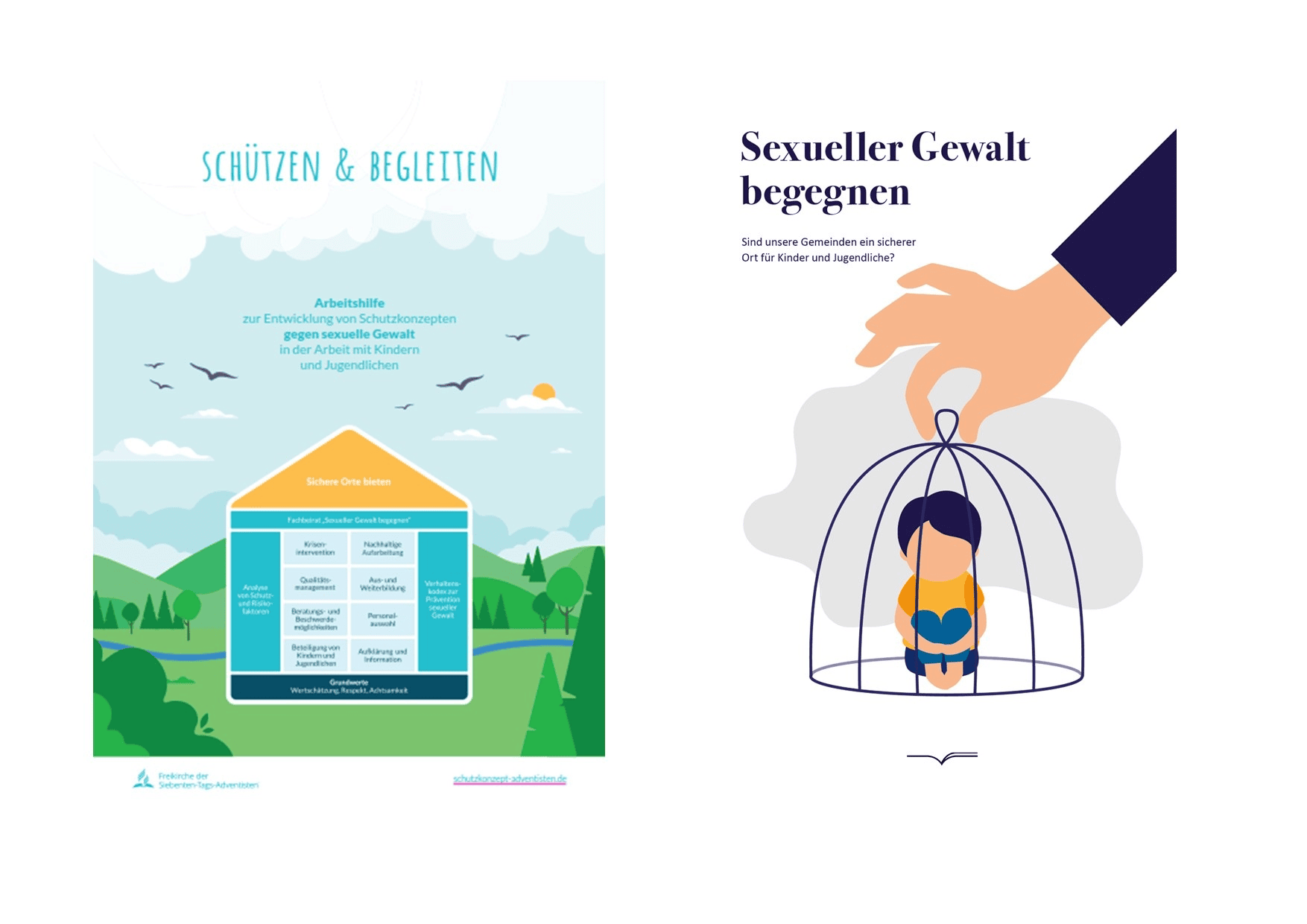 Schützen & Begleiten - Strategien gegen sexualisierte Gewalt bei Kindern und Jugendlichen, inklusive Arbeitsmaterialien und Präventionskonzepten des Advent-Verlags.