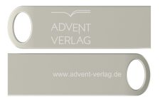 Schlüsselanhänger mit Advent-Verlag Logo und Website, ideal für christliche Geschenkideen und religiöse Feiertage.