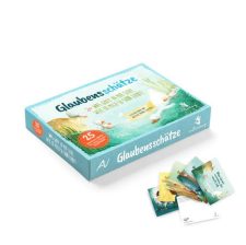 Glaubensschätze Kartenspiel mit 25 Karten, ideal für religiöse Bildung und Spiele für Kinder und Jugendliche, von Advent-Verlag.
