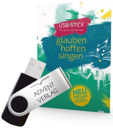 Glauben hoffen singen USB-Stick Liederbuch für Mitsingen, Advent-Verlag, neue Auflage, praktische Musiksammlung für religiöse Veranstaltungen, inspirierende christliche Lieder, ideal für Gemeinden.